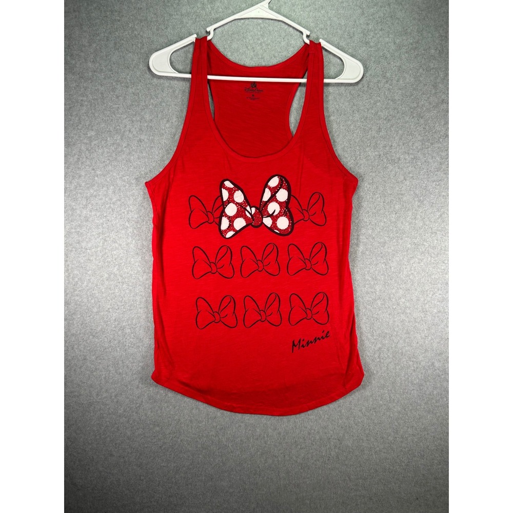 Disney Parks Minnie Mouse Red Glitter Bow Racerback Tank Top Medium